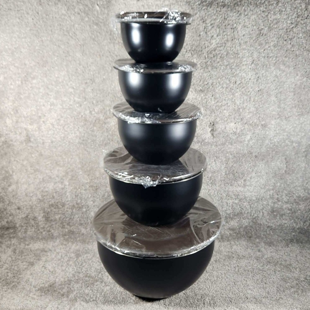 Lidla Mixing Bowl Set Stainless Steel 5 Piece with Lids Kitchen Prep‎
